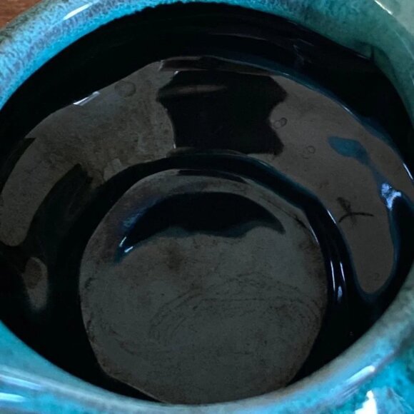 RARE 1960s cream and sugar pottery set from Canuck Pottery Ltd. Green Turquoise - Picture 13 of 15